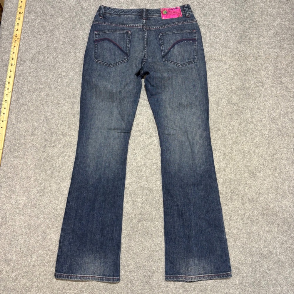 Indigo Palms Womens 6R‎ Dark Wash Pink Stitch Bootcut Jeans Rhinestone Pockets